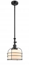  206-BK-G71-CE - Bell Cage - 1 Light - 9 inch - Matte Black - Stem Hung - Mini Pendant