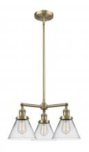  207-AB-G42 - Cone - 3 Light - 22 inch - Antique Brass - Stem Hung - Chandelier