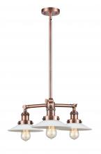  207-AC-G1 - Halophane - 3 Light - 22 inch - Antique Copper - Stem Hung - Chandelier