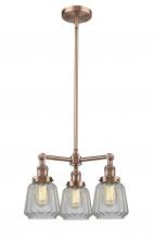  207-AC-G142-LED - Chatham - 3 Light - 24 inch - Antique Copper - Stem Hung - Chandelier