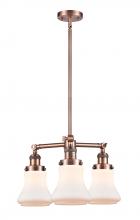  207-AC-G191-LED - Bellmont - 3 Light - 18 inch - Antique Copper - Stem Hung - Chandelier