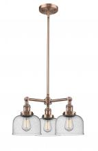  207-AC-G74-LED - Bell - 3 Light - 22 inch - Antique Copper - Stem Hung - Chandelier