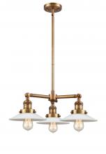 Innovations Lighting 207-BB-G1-LED - Halophane - 3 Light - 22 inch - Brushed Brass - Stem Hung - Chandelier