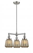 Innovations Lighting 207-SN-G146 - Chatham - 3 Light - 24 inch - Brushed Satin Nickel - Stem Hung - Chandelier