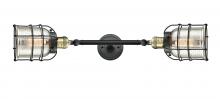  208L-BAB-G58-CE - Bell Cage - 2 Light - 6 inch - Black Antique Brass - Bath Vanity Light