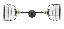  208L-BAB-G71-CE - Bell Cage - 2 Light - 9 inch - Black Antique Brass - Bath Vanity Light