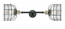  208L-BAB-G72-CE - Bell Cage - 2 Light - 9 inch - Black Antique Brass - Bath Vanity Light