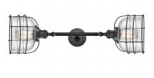  208L-BK-G74-CE - Bell Cage - 2 Light - 9 inch - Matte Black - Bath Vanity Light