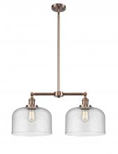  209-AC-G74-L - Bell - 2 Light - 21 inch - Antique Copper - Stem Hung - Island Light