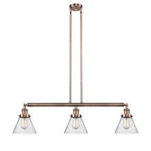  213-AC-G44 - Cone - 3 Light - 40 inch - Antique Copper - Stem Hung - Island Light