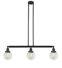 Innovations Lighting 213-BK-G202-6 - Beacon - 3 Light - 39 inch - Matte Black - Stem Hung - Island Light