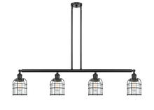  214-BK-G52-CE - Bell Cage - 4 Light - 50 inch - Matte Black - Stem Hung - Island Light