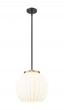  221-1S-BAB-G1217-14WV - White Venetian - 1 Light - 14 inch - Black Antique Brass - Stem Hung - Pendant