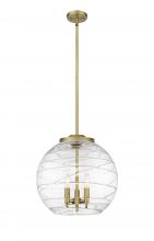  221-3S-BB-G1213-16 - Athens Deco Swirl - 3 Light - 16 inch - Brushed Brass - Cord hung - Pendant