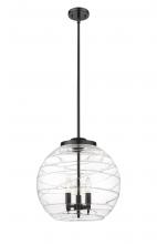  221-3S-BK-G1213-16-LED - Athens Deco Swirl - 3 Light - 16 inch - Matte Black - Cord hung - Pendant