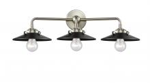  284-3W-SN-M6-BK - Railroad - 3 Light - 26 inch - Brushed Satin Nickel - Bath Vanity Light