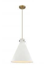  410-1PL-BB-M411-16W - Newton Cone - 1 Light - 16 inch - Brushed Brass - Cord hung - Pendant