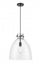  410-1PL-BK-G412-14CL - Newton Bell - 1 Light - 14 inch - Matte Black - Cord hung - Pendant