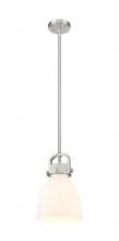  410-1SS-SN-G412-8WH - Newton Bell - 1 Light - 8 inch - Satin Nickel - Mini Pendant