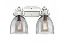  410-2W-SN-G412-7SM - Newton Bell - 2 Light - 17 inch - Satin Nickel - Bath Vanity Light