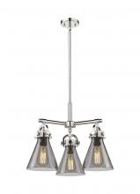  410-3CR-PN-G411-7SM - Newton Cone - 3 Light - 21 inch - Polished Nickel - Pendant