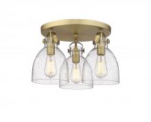  410-3F-BB-G412-7SDY - Newton Bell - 3 Light - 18 inch - Brushed Brass - Flush Mount