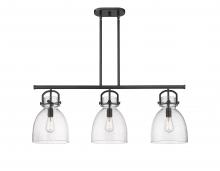  410-3I-BK-G412-10SDY - Newton Bell - 3 Light - 42 inch - Matte Black - Island Light