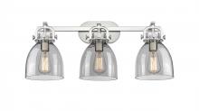  410-3W-SN-G412-7SM - Newton Bell - 3 Light - 27 inch - Satin Nickel - Bath Vanity Light