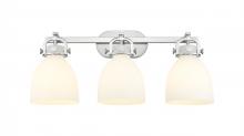  410-3W-SN-G412-7WH - Newton Bell - 3 Light - 27 inch - Satin Nickel - Bath Vanity Light