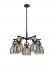  410-5CR-BK-G412-7SM - Newton Bell - 5 Light - 26 inch - Matte Black - Chandelier