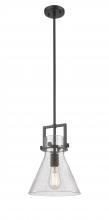  411-1SM-BK-G411-10SDY - Newton Cone - 1 Light - 10 inch - Matte Black - Stem Hung - Mini Pendant