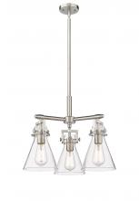  411-3CR-SN-G411-7CL - Newton Cone - 3 Light - 21 inch - Satin Nickel - Pendant