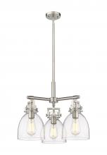  411-3CR-SN-G412-7SDY - Newton Bell - 3 Light - 21 inch - Satin Nickel - Pendant