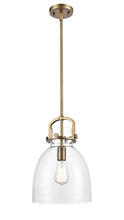  412-1S-BB-10CL - Newton Bell - 1 Light - 10 inch - Brushed Brass - Stem Hung - Mini Pendant