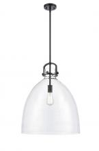  412-1S-BK-18CL - Newton Bell - 1 Light - 18 inch - Matte Black - Cord hung - Pendant