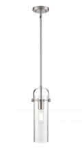  423-1S-SN-G423-12SDY - Pilaster II Cylinder - 1 Light - 12 inch Long Glass - Satin Nickel - Pendant