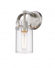  423-1W-SN-G423-7CL - Pilaster II Cylinder - 1 Light - 7 inch Long Glass - Satin Nickel - Sconce