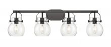  423-4W-BK-G410-6CL - Pilaster II Sphere - 4 Light - 37 inch - Matte Black - Bath Vanity Light