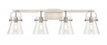  423-4W-SN-G411-6CL - Pilaster II Cone - 4 Light - 37 inch - Satin Nickel - Bath Vanity Light