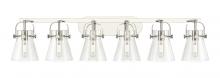  423-6W-PN-G411-6CL - Pilaster II Cone - 6 Light - 46 inch - Polished Nickel - Bath Vanity Light