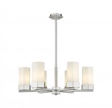  427-6CR-SN-G427-9WH - Claverack - 6 Light - 28 inch - Satin Nickel - Chandelier