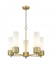  428-5CR-BB-G428-12WH - Bolivar - 5 Light - 25 inch - Brushed Brass - Chain Hung - Chandelier