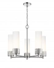  428-5CR-PN-G428-12WH - Bolivar - 5 Light - 25 inch - Polished Nickel - Chain Hung - Chandelier