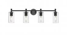  434-4W-BK-G434-7CL - Crown Point - 4 Light - 34 inch - Matte Black - Bath Vanity Light