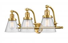  515-3W-SG-G64 - Cone - 3 Light - 28 inch - Satin Gold - Bath Vanity Light