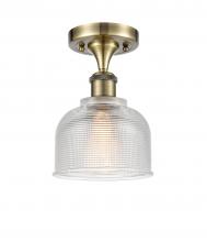  516-1C-AB-G412 - Dayton - 1 Light - 6 inch - Antique Brass - Semi-Flush Mount