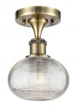  516-1C-AB-G555-6CL - Ithaca - 1 Light - 6 inch - Antique Brass - Semi-Flush Mount