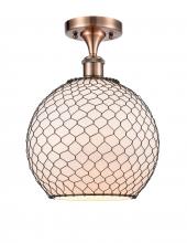 Innovations Lighting 516-1C-AC-G121-10CBK - Farmhouse Chicken Wire - 1 Light - 10 inch - Antique Copper - Semi-Flush Mount