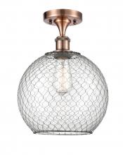  516-1C-AC-G122-10CBK - Farmhouse Chicken Wire - 1 Light - 10 inch - Antique Copper - Semi-Flush Mount