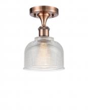  516-1C-AC-G412 - Dayton - 1 Light - 6 inch - Antique Copper - Semi-Flush Mount